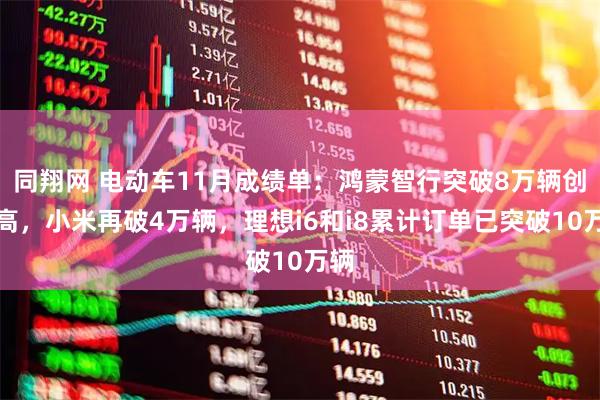 同翔网 电动车11月成绩单：鸿蒙智行突破8万辆创新高，小米再破4万辆，理想i6和i8累计订单已突破10万辆