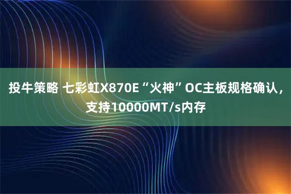 投牛策略 七彩虹X870E“火神”OC主板规格确认，支持10000MT/s内存